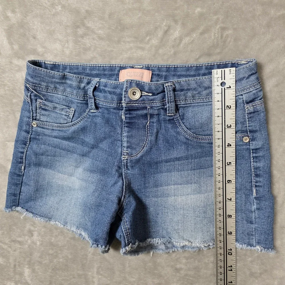 Squeeze‎ Denim Shorts Girls Size 12 Blue Good Raw Hem Stretch Jean